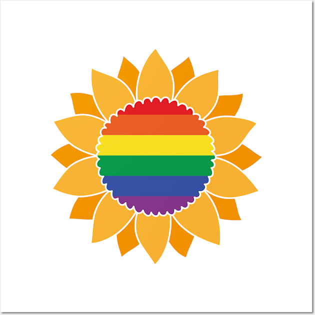 LGBTQ Sunflower Progressive Pride Gay Flag Wall Art by Sonyi